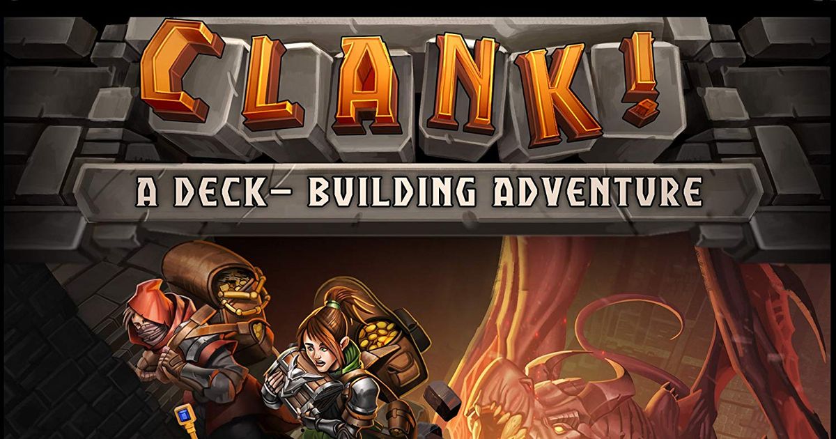 Box art for Clank! showing adventurers sneaking through a dragon's lair.